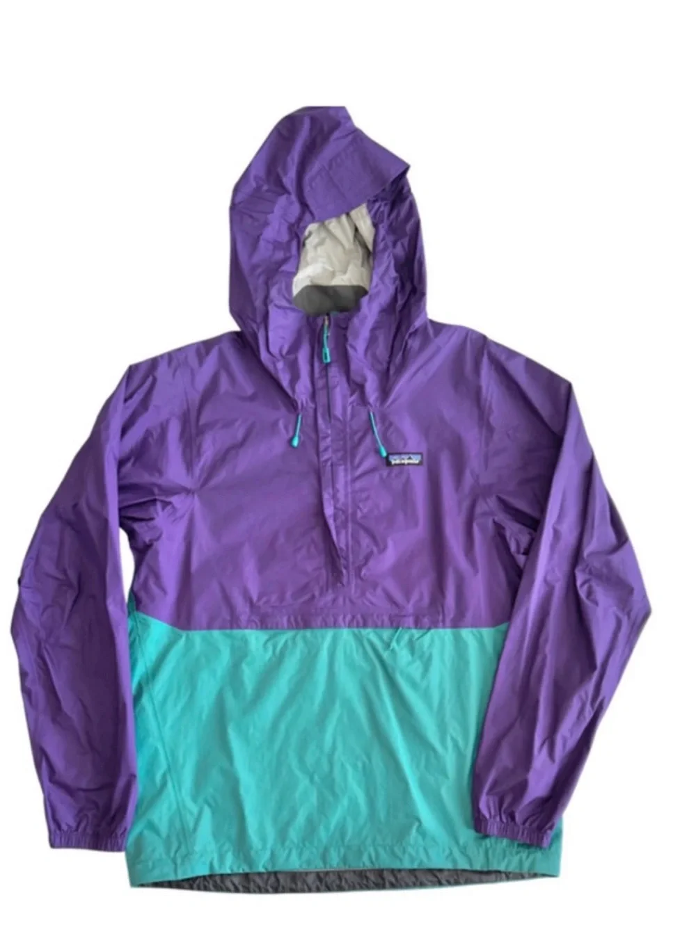 Patagonia Purple and Teal Half-Zip Rain Anorak
